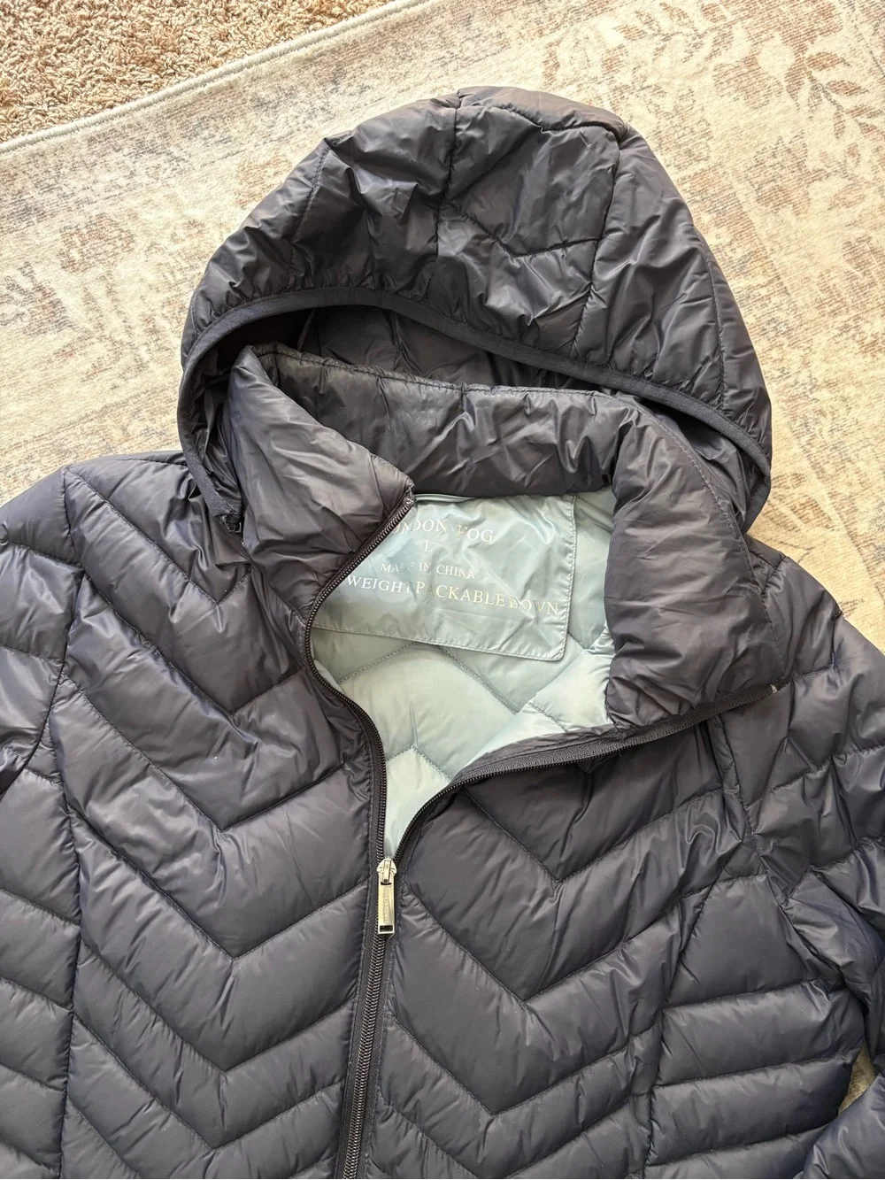London Fog Lightweight Packable Coat Jacket Navy Blue Womens size L